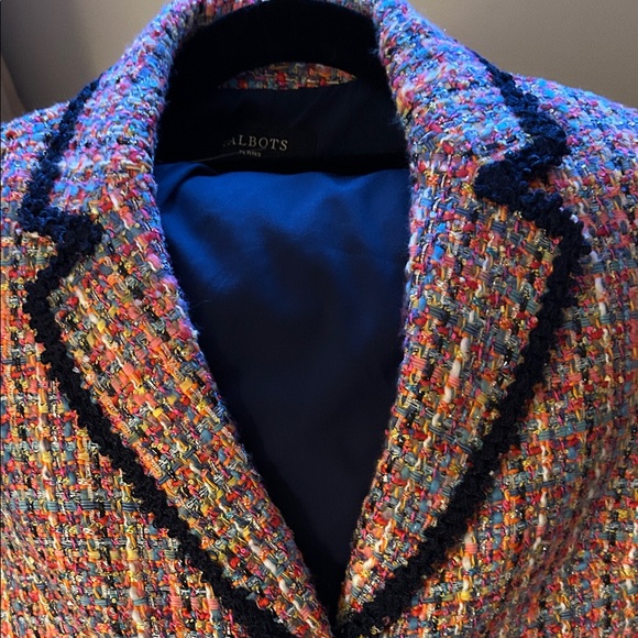 Talbots Multicolor Tweed Blazer with Black Trim - Picture 5 of 5